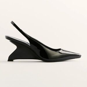 Reformation Westlyn Closed Toe Wedge Heel in Black Leather